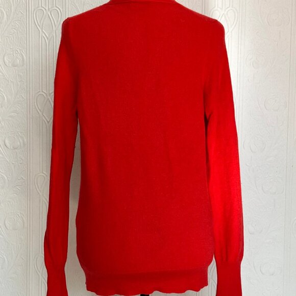 J. Crew red orange cashmere cardigan size L Large - not perfect - Picture 2 of 3